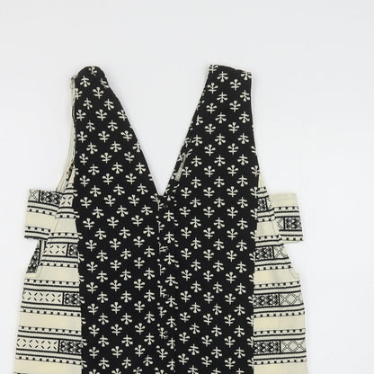 ASOS Womens Black Geometric Polyester Tank Dress Size 8 V-Neck Button