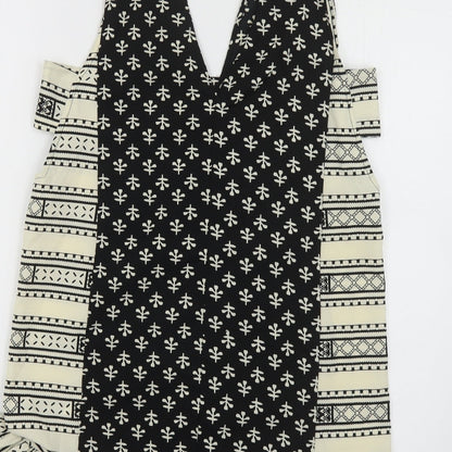 ASOS Womens Black Geometric Polyester Tank Dress Size 8 V-Neck Button