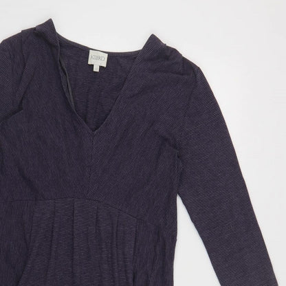 Kaliko Womens Purple Striped Cotton A-Line Size 12 V-Neck Pullover