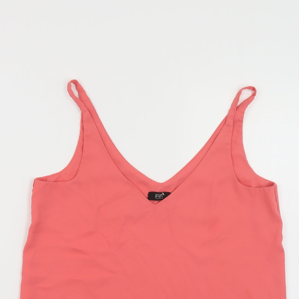 F&F Womens Pink Polyester Camisole Tank Size 6 V-Neck