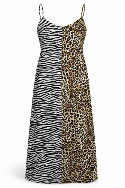 Boohoo Womens Black Animal Print Polyester Maxi Size 6 V-Neck Zip