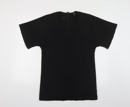 ASOS Womens Black Polyester T-Shirt Dress Size 6 Round Neck Zip