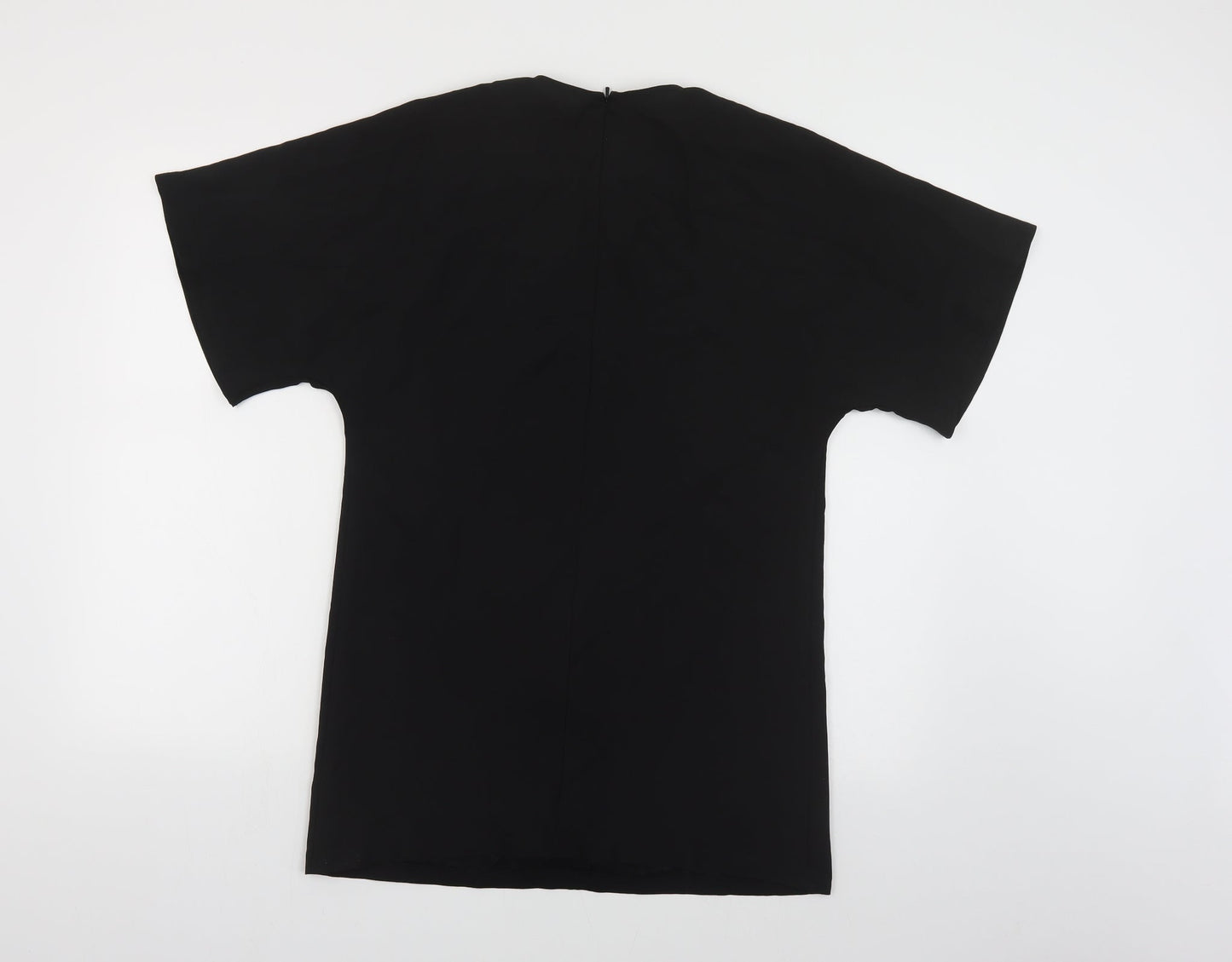 ASOS Womens Black Polyester T-Shirt Dress Size 6 Round Neck Zip