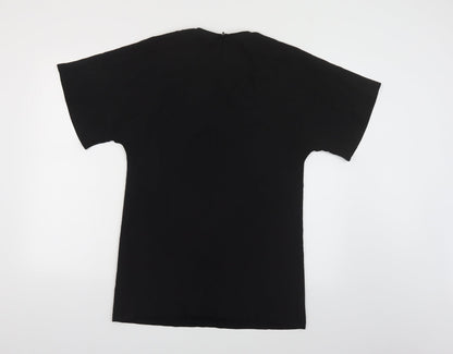 ASOS Womens Black Polyester T-Shirt Dress Size 6 Round Neck Zip