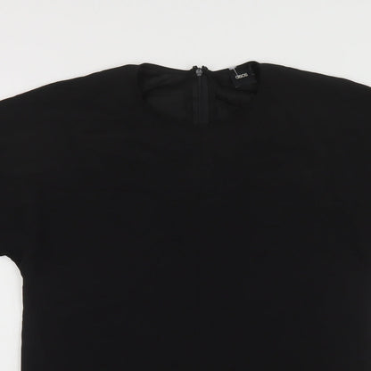 ASOS Womens Black Polyester T-Shirt Dress Size 6 Round Neck Zip
