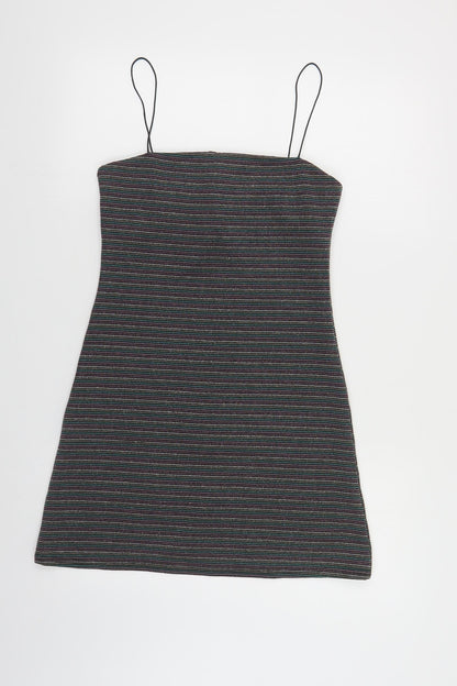 Pins & Needles Womens Multicoloured Striped Polyester Mini Size M Square Neck Pullover