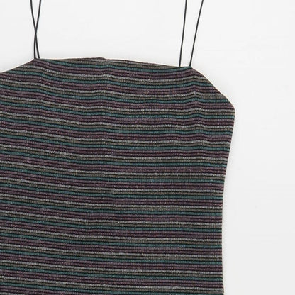 Pins & Needles Womens Multicoloured Striped Polyester Mini Size M Square Neck Pullover