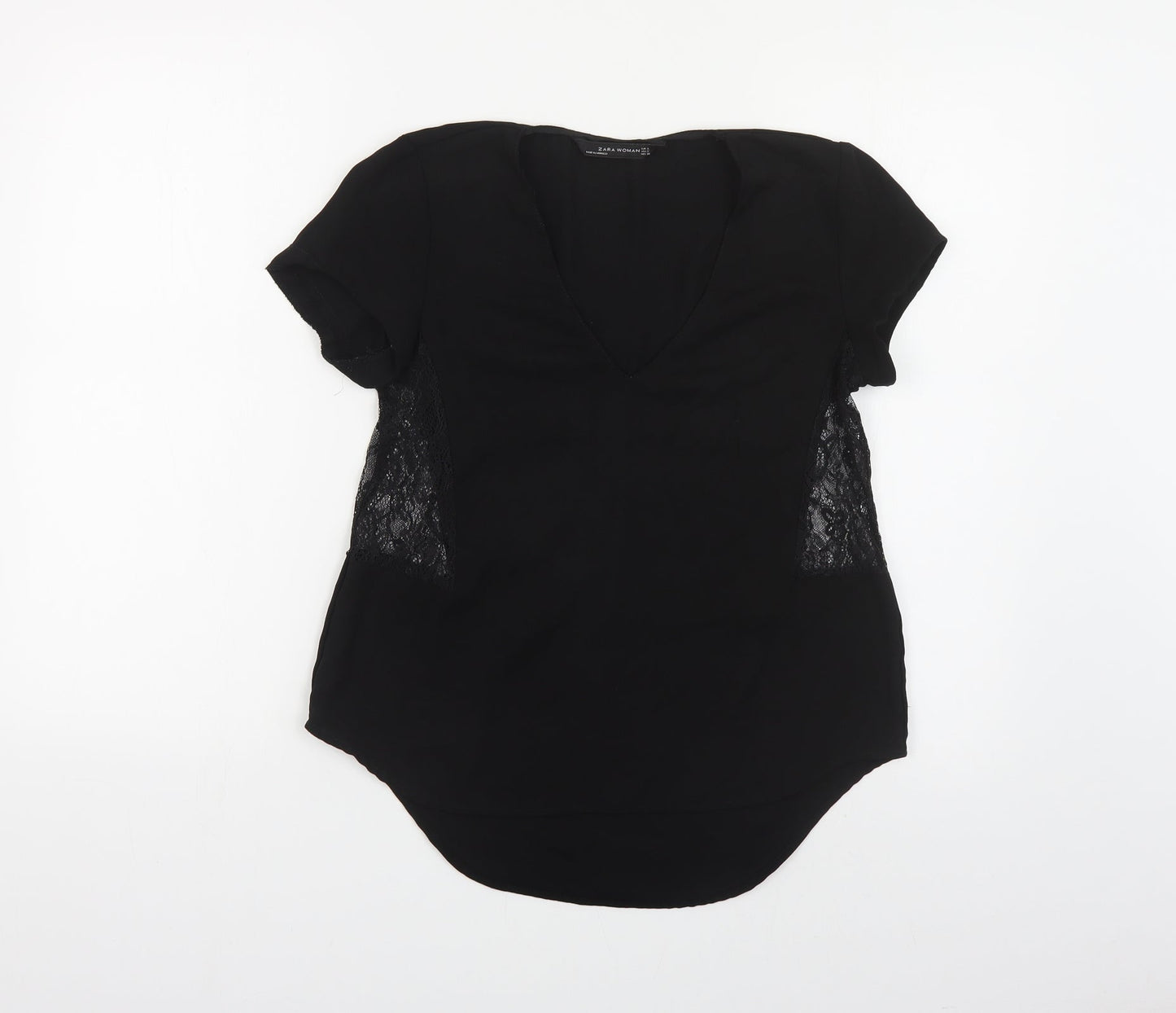 Womens UK Size S Zara Black Basic Blouse