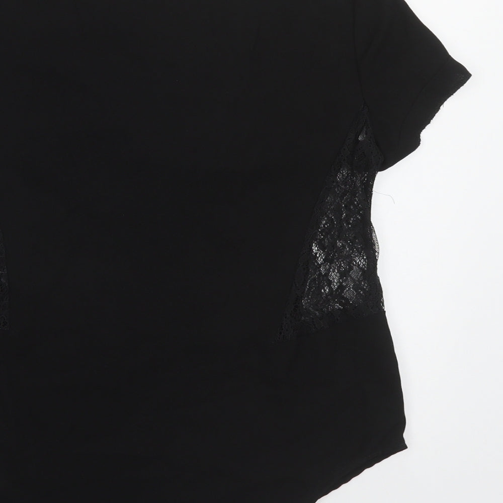 Womens UK Size S Zara Black Basic Blouse