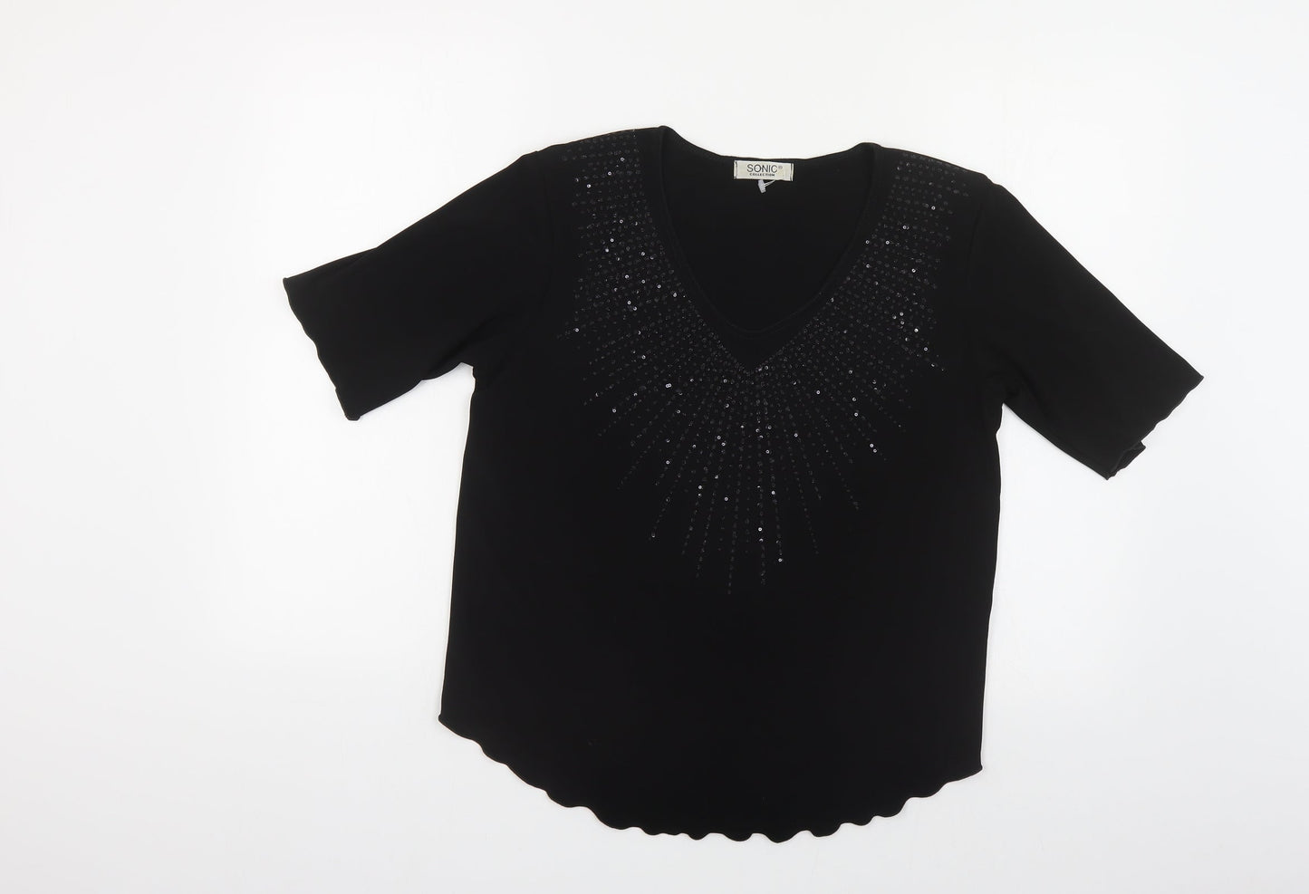 Womens UK Size 12 Sonic Black Basic Blouse