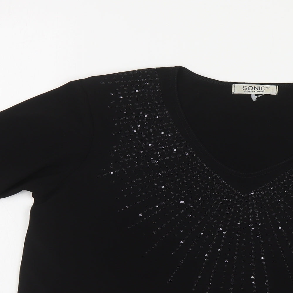 Womens UK Size 12 Sonic Black Basic Blouse