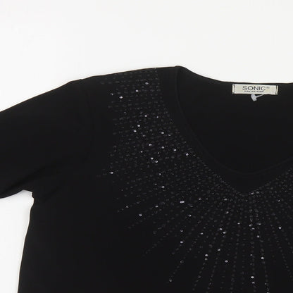 Womens UK Size 12 Sonic Black Basic Blouse