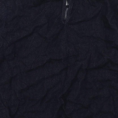 Missguided Womens Blue Cotton Basic Blouse Size 6 Round Neck