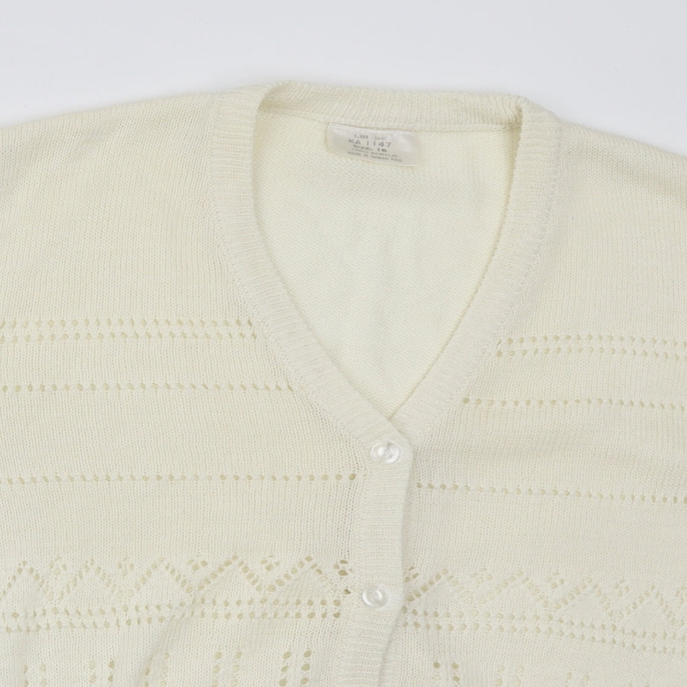 Womens UK Size 16 Preworn Ivory Cardigan Jumper