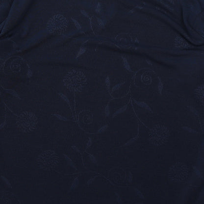 AMARANTO Womens Blue Round Neck Floral Polyester Pullover Jumper Size L