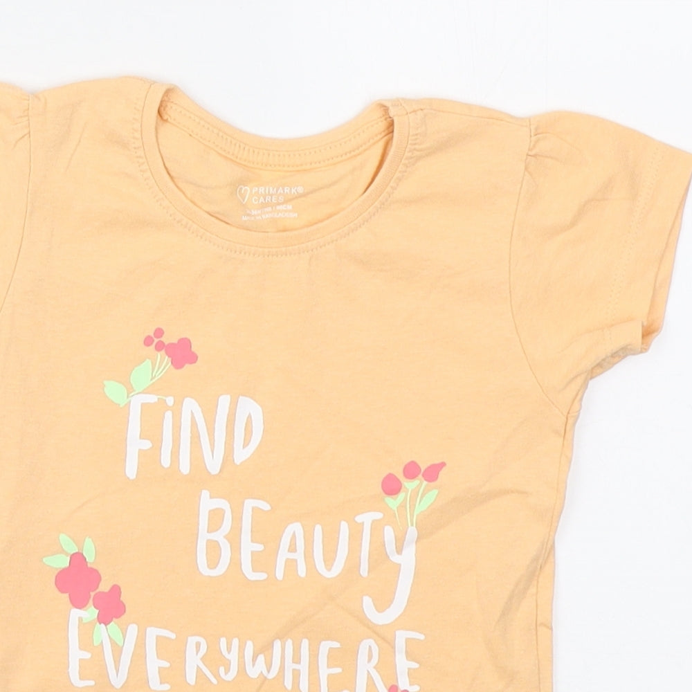 Primark Girls Orange Cotton Basic T-Shirt Size 24 Months Round Neck Pullover - Find Beauty Everywhere
