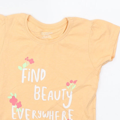 Primark Girls Orange Cotton Basic T-Shirt Size 24 Months Round Neck Pullover - Find Beauty Everywhere