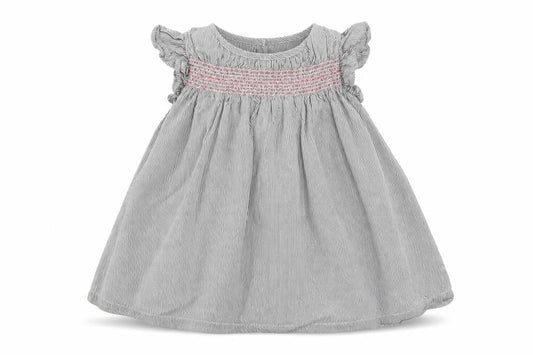 French Connection Girls Grey Striped Cotton A-Line Size 18 Months Round Neck Button