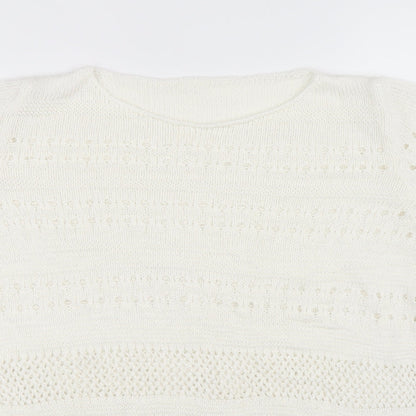 Womens UK Size 14 Preworn White Pullover Jumper