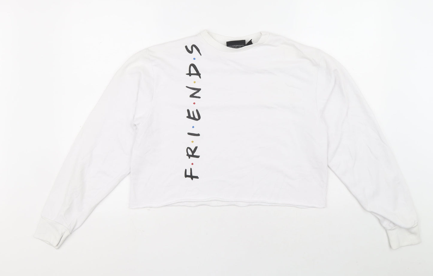 Primark Womens White Houndstooth Cotton Pullover Sweatshirt Size 2XS Pullover - F.R.I.E.N.D.S