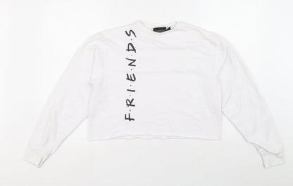 Primark Womens White Houndstooth Cotton Pullover Sweatshirt Size 2XS Pullover - F.R.I.E.N.D.S