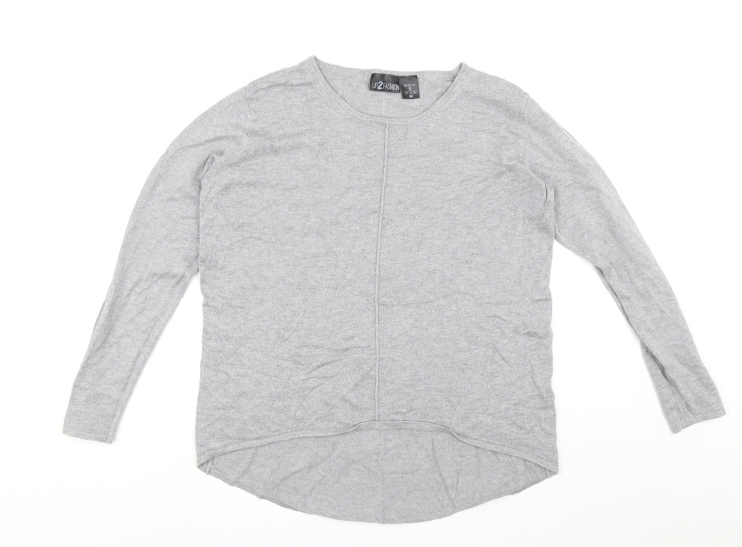 Up2Fashion Womens Grey Boat Neck Viscose Pullover Jumper Size S