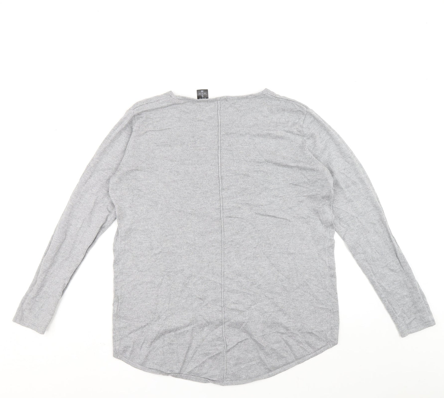 Up2Fashion Womens Grey Boat Neck Viscose Pullover Jumper Size S