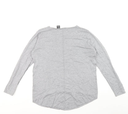 Up2Fashion Womens Grey Boat Neck Viscose Pullover Jumper Size S