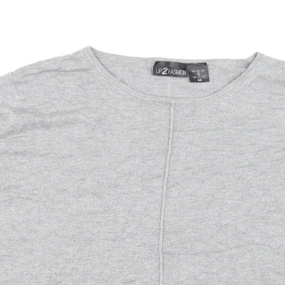 Up2Fashion Womens Grey Boat Neck Viscose Pullover Jumper Size S