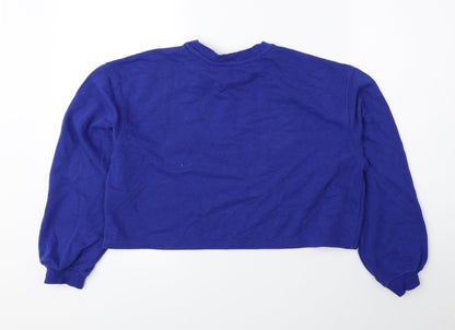 H&M Girls Blue Cotton Pullover Sweatshirt Size 11-12 Years Pullover - Cropped