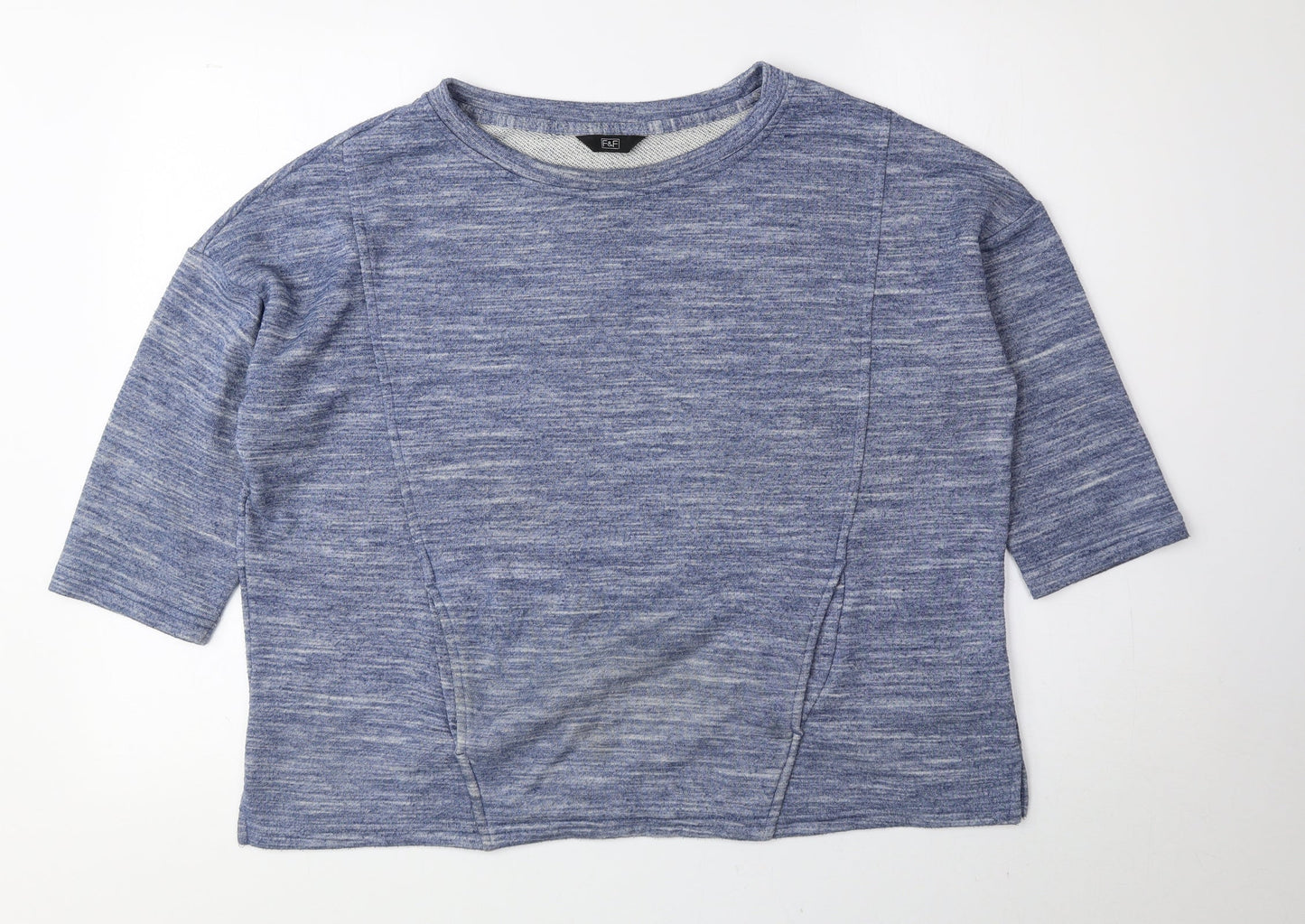 F&F Womens Blue Boat Neck Polyester Pullover Jumper Size 14