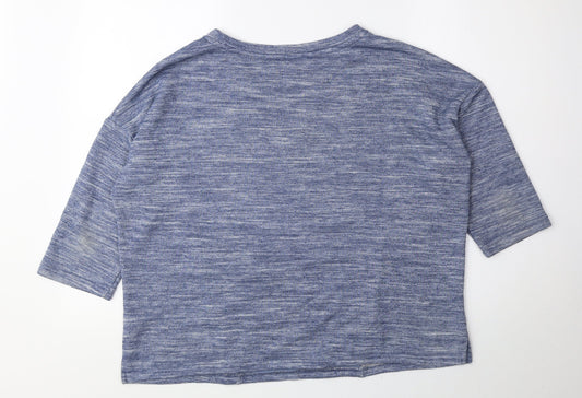 F&F Womens Blue Boat Neck Polyester Pullover Jumper Size 14