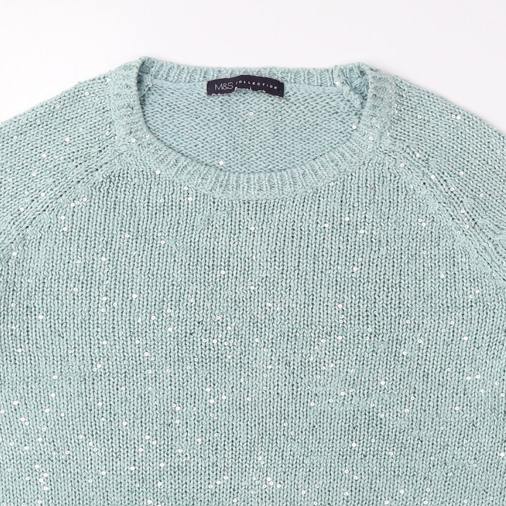 Womens UK Size 10 Marks and Spencer Green Pullover Jumper