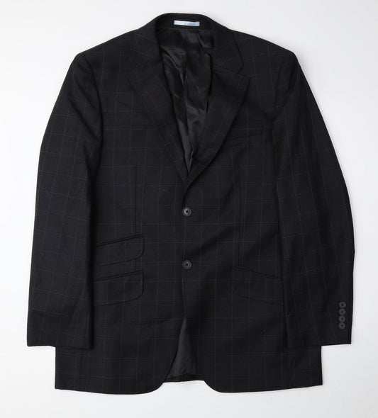 NEXT Mens Grey Check Wool Jacket Suit Jacket Size 44