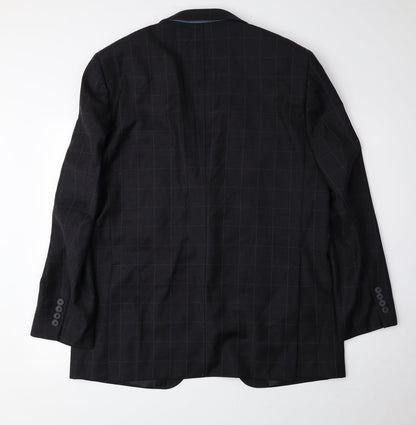 NEXT Mens Grey Check Wool Jacket Suit Jacket Size 44
