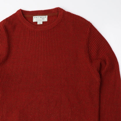 F&F Mens Red Crew Neck Acrylic Pullover Jumper Size M