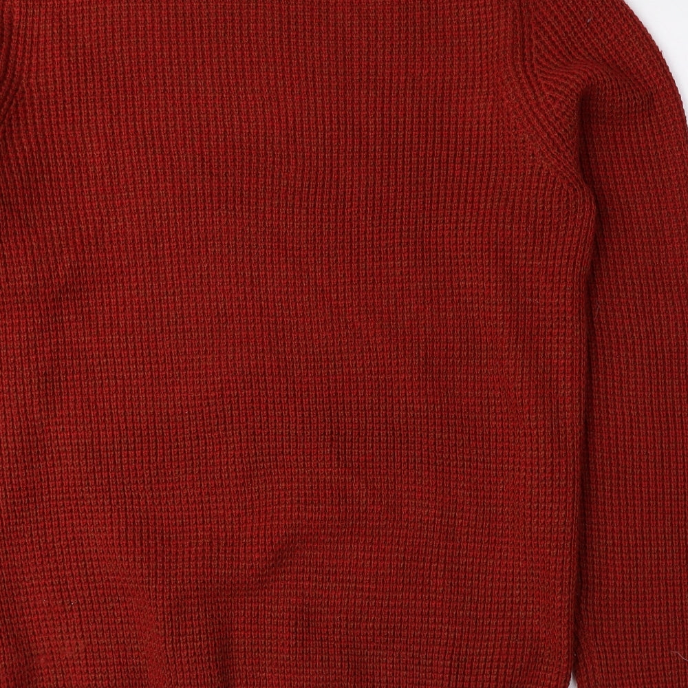 F&F Mens Red Crew Neck Acrylic Pullover Jumper Size M