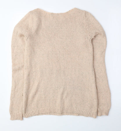 George Womens Pink Boat Neck Acrylic Pullover Jumper Size 8