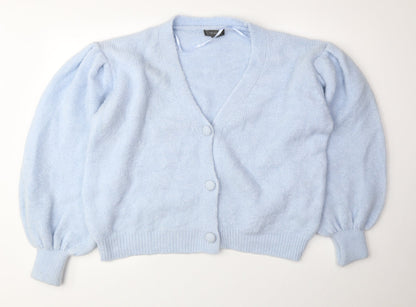 Primark Womens Blue V-Neck Acrylic Cardigan Jumper Size XL