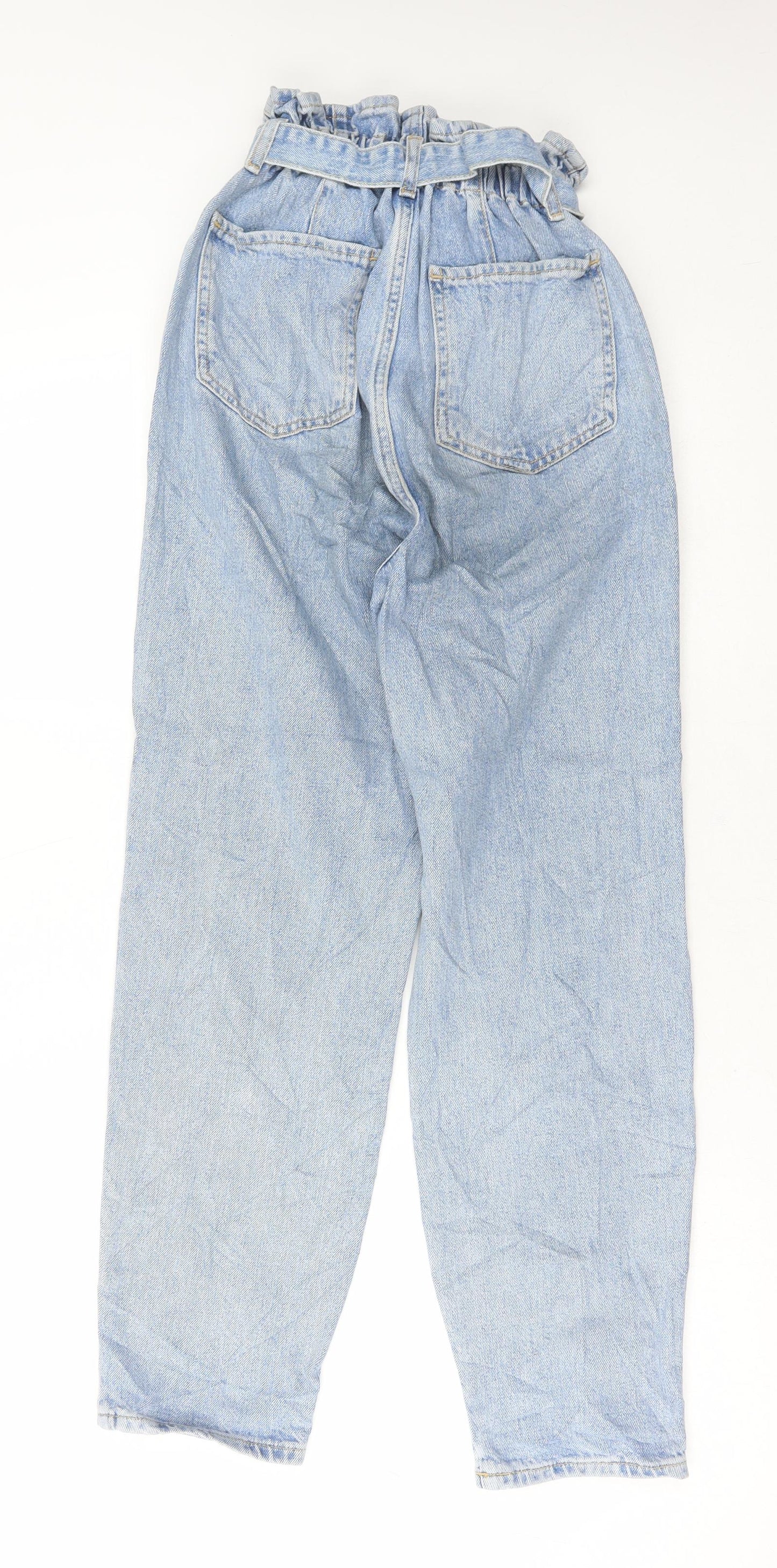New Look Womens Blue Cotton Straight Jeans Size 6 L28 in Regular Tie
