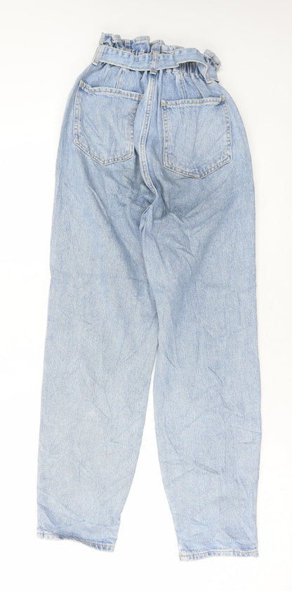 New Look Womens Blue Cotton Straight Jeans Size 6 L28 in Regular Tie