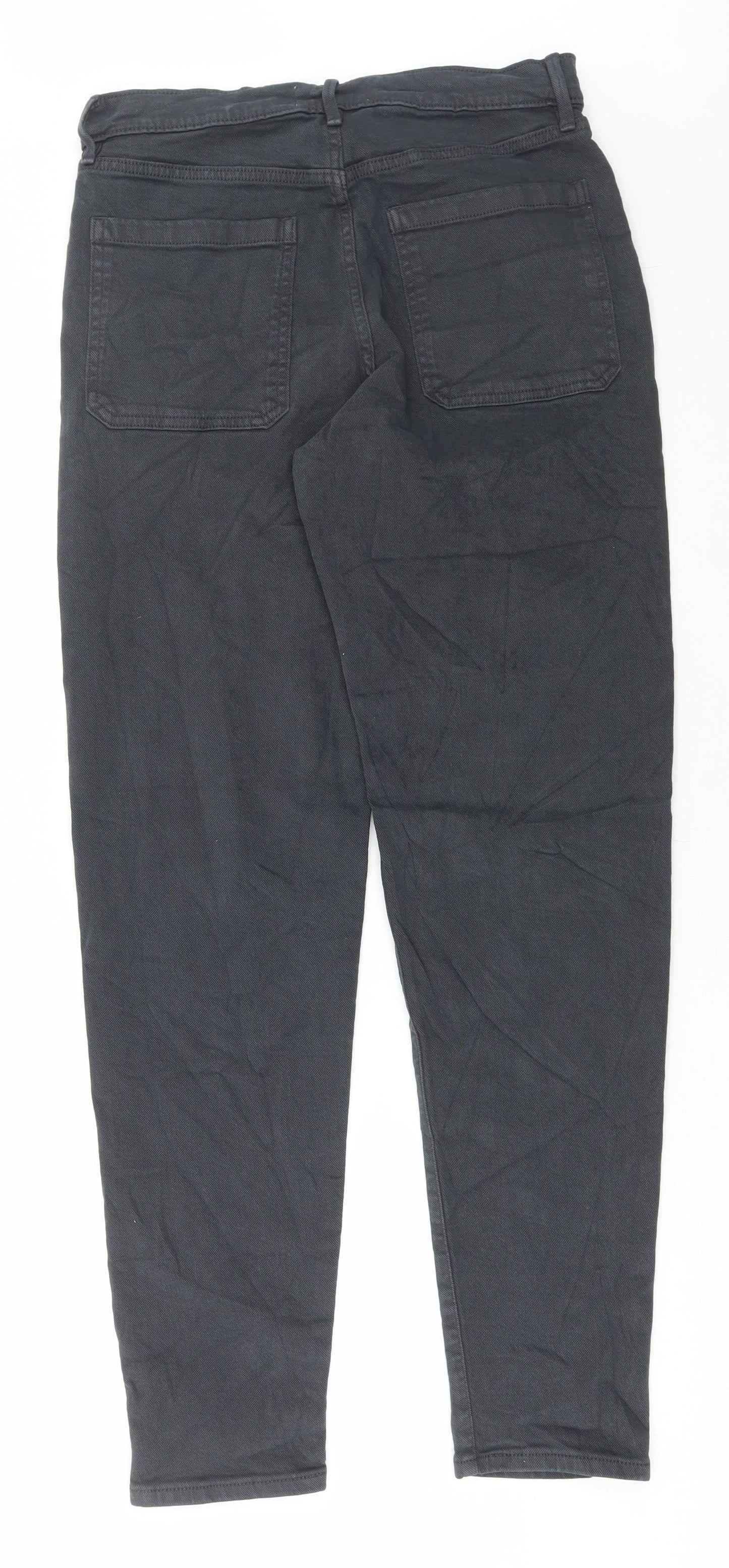 Marks and Spencer Mens Grey Cotton Trousers Size 30 in L33 in Regular Button