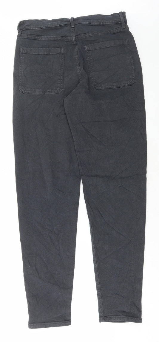 Marks and Spencer Mens Grey Cotton Trousers Size 30 in L33 in Regular Button