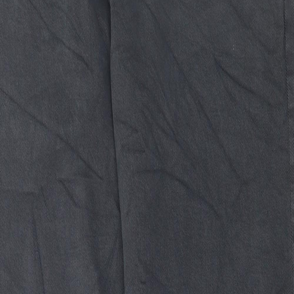 Marks and Spencer Mens Grey Cotton Trousers Size 30 in L33 in Regular Button
