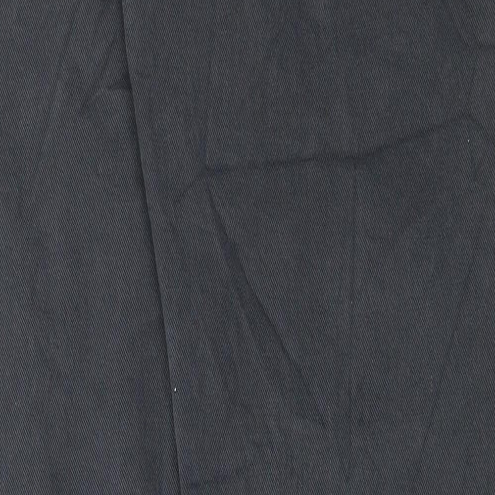 Marks and Spencer Mens Grey Cotton Trousers Size 30 in L33 in Regular Button