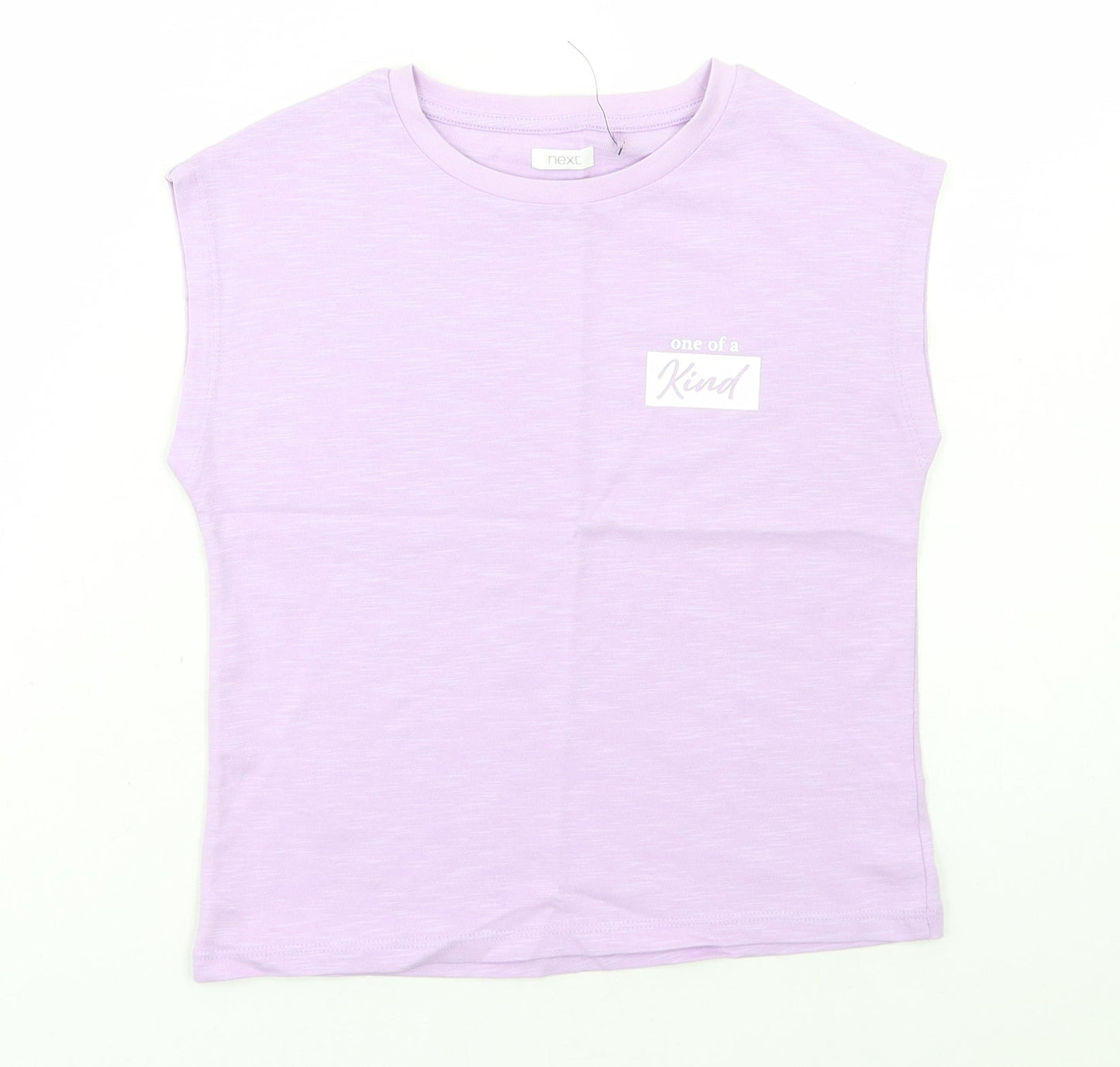 Marks and Spencer Girls Purple Cotton Basic Tank Size 7 Years Round Neck Pullover - One Of A Kind
