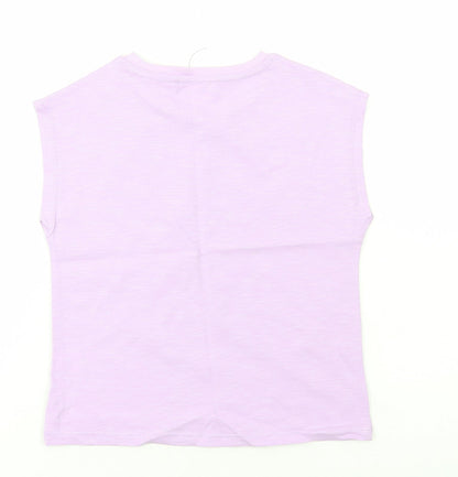 Marks and Spencer Girls Purple Cotton Basic Tank Size 7 Years Round Neck Pullover - One Of A Kind