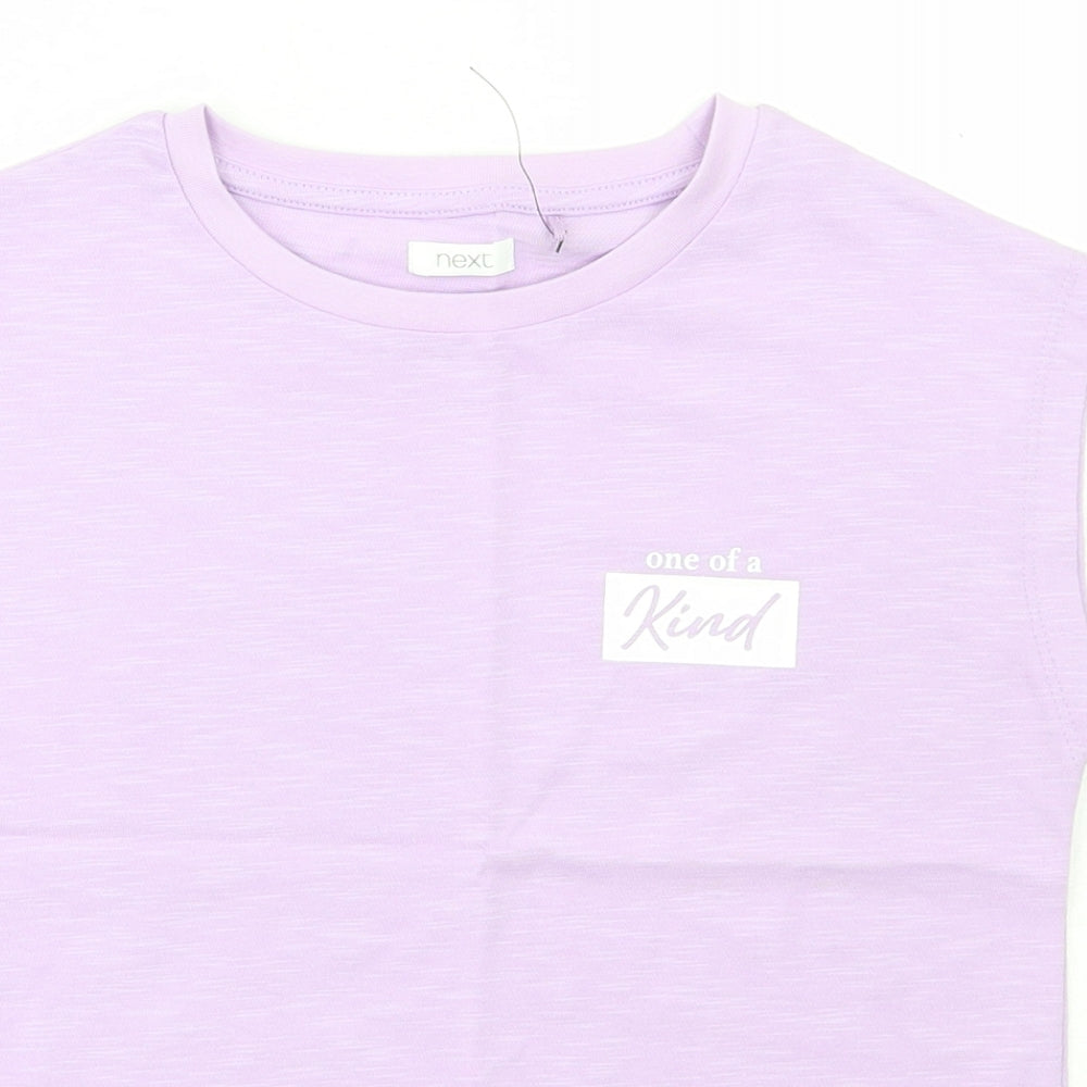 Marks and Spencer Girls Purple Cotton Basic Tank Size 7 Years Round Neck Pullover - One Of A Kind