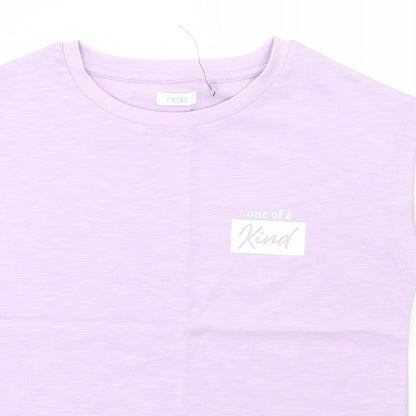 Marks and Spencer Girls Purple Cotton Basic Tank Size 7 Years Round Neck Pullover - One Of A Kind