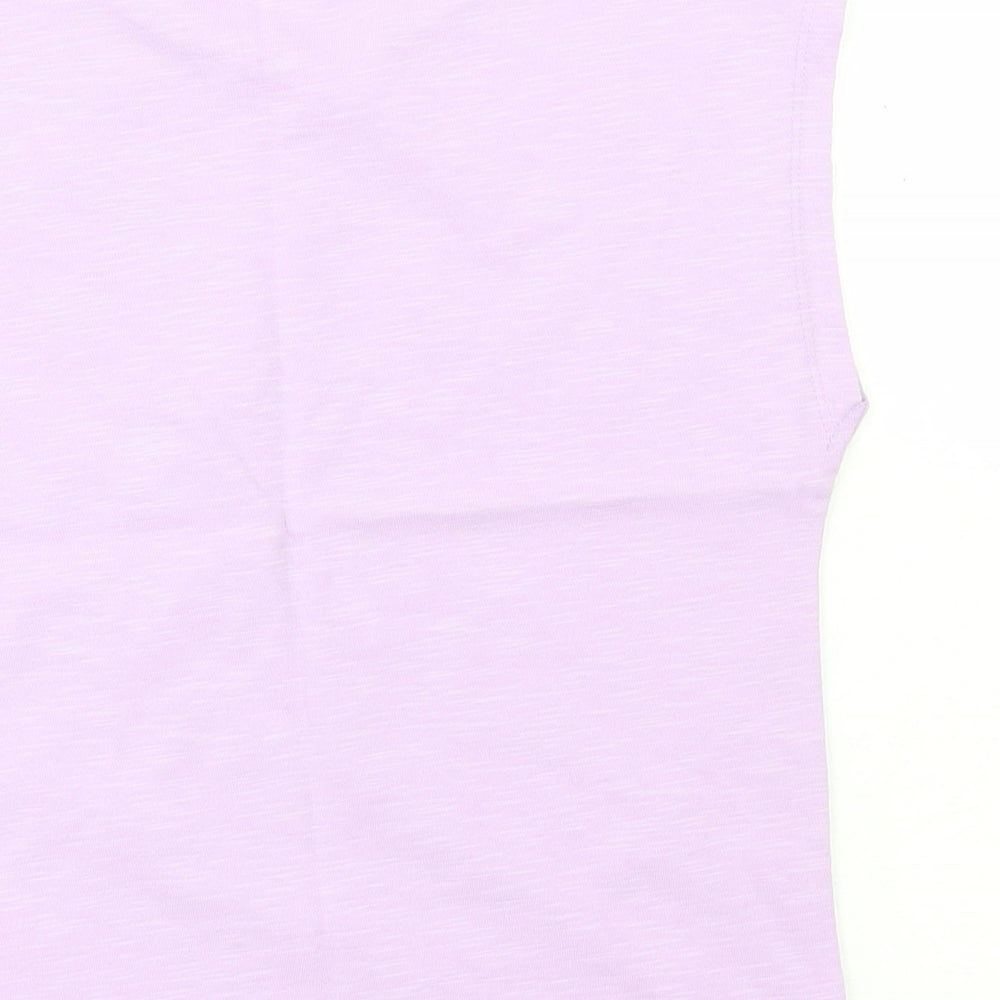 Marks and Spencer Girls Purple Cotton Basic Tank Size 7 Years Round Neck Pullover - One Of A Kind